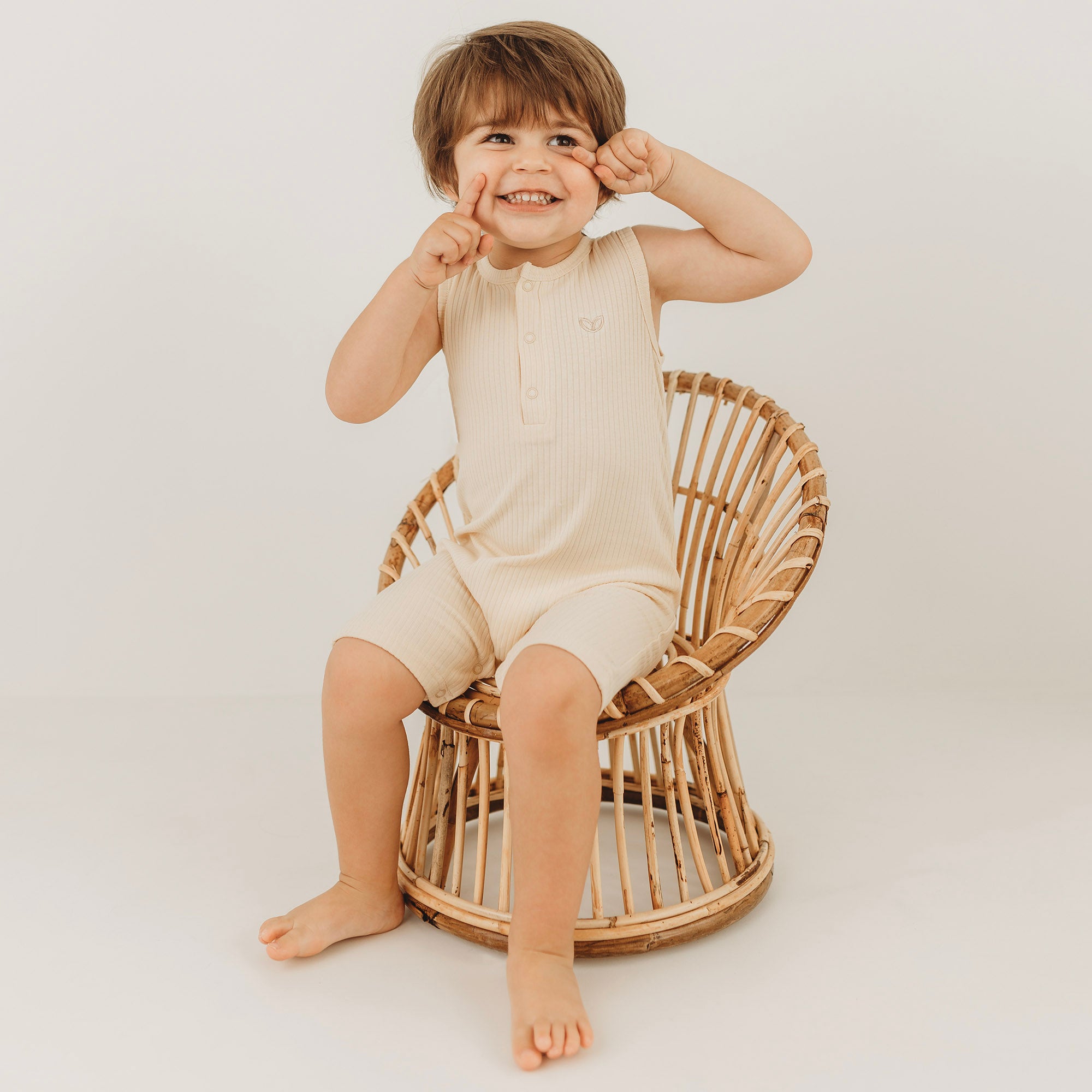【bebe organic】Silvia Romper - CREAM　9m Bebe Organic Cream Silvia Romper – BellaKidsNY